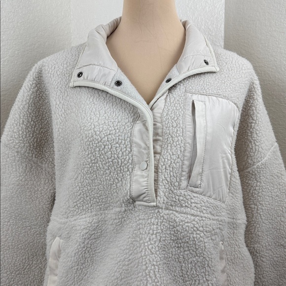 Anthropologie Wilo the Label Cosy Sherpa Deep Pile Fleece Pullover Snap NWOT - Picture 6 of 8